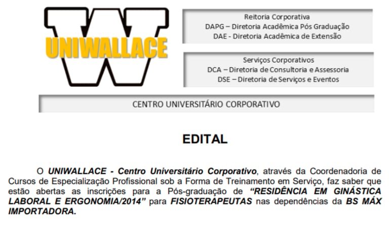 Residência em Ginástica Laboral e Ergonomia 2014
